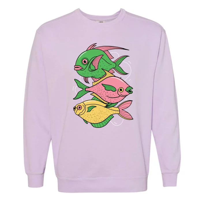 Three Colorful Fishes Garment-Dyed Sweatshirt