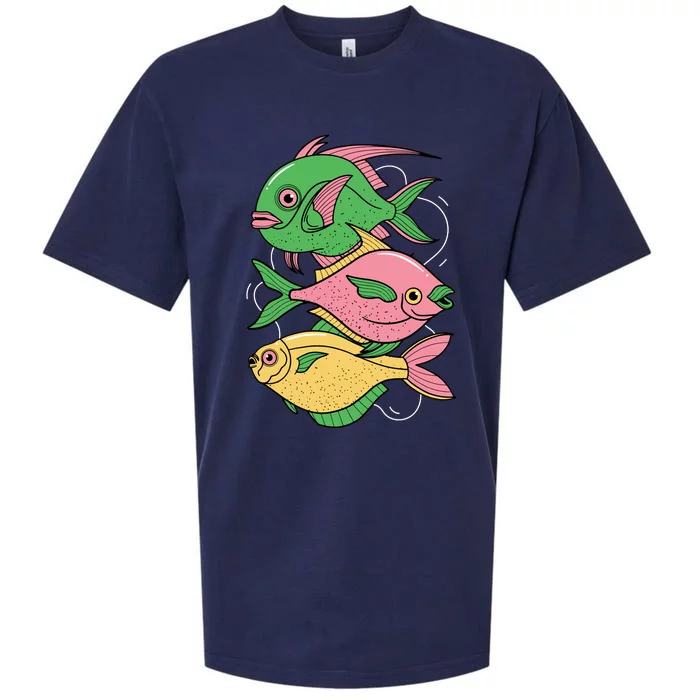 Three Colorful Fishes Sueded Cloud Jersey T-Shirt