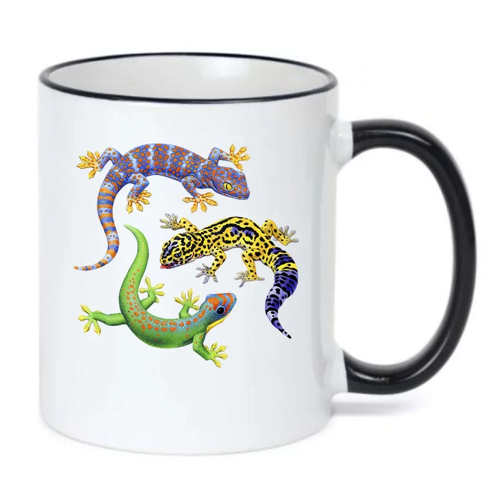 Three Geckos Black Color Changing Mug