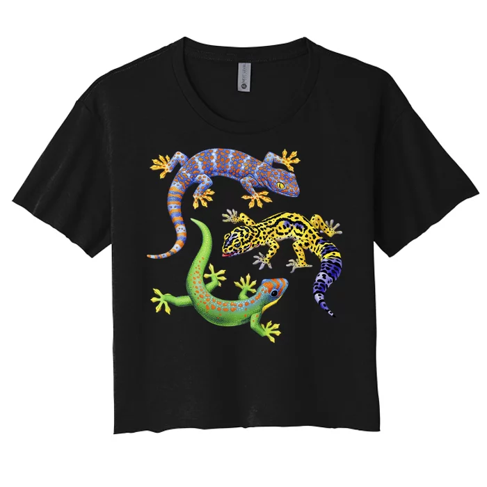 Three Geckos Women's Crop Top Tee