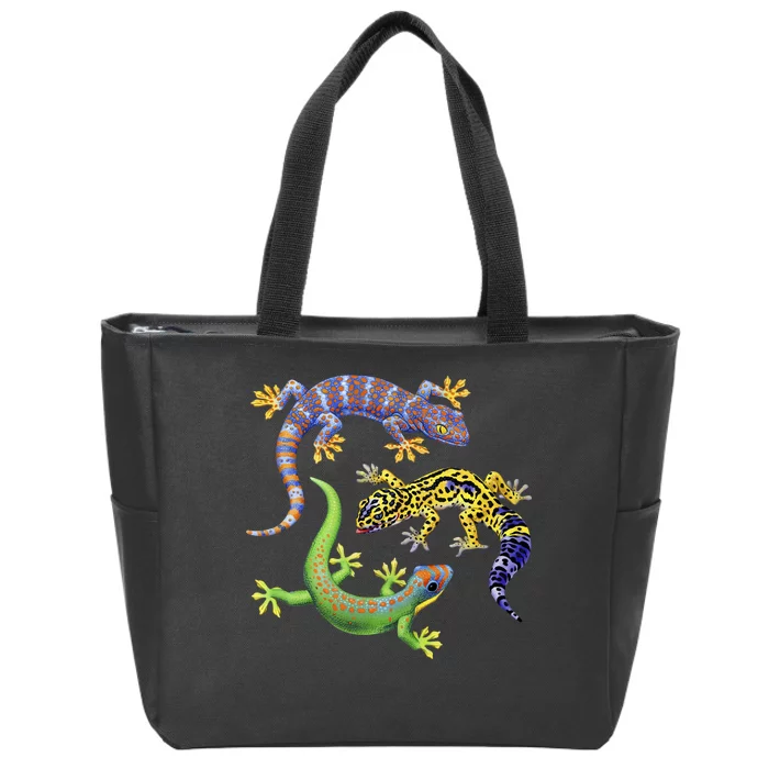 Three Geckos Zip Tote Bag