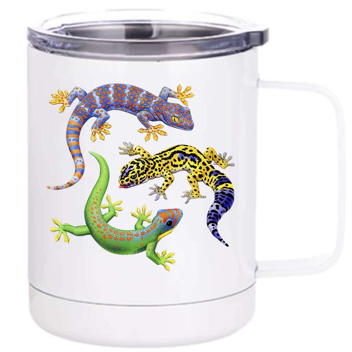 Three Geckos Front & Back 12oz Stainless Steel Tumbler Cup