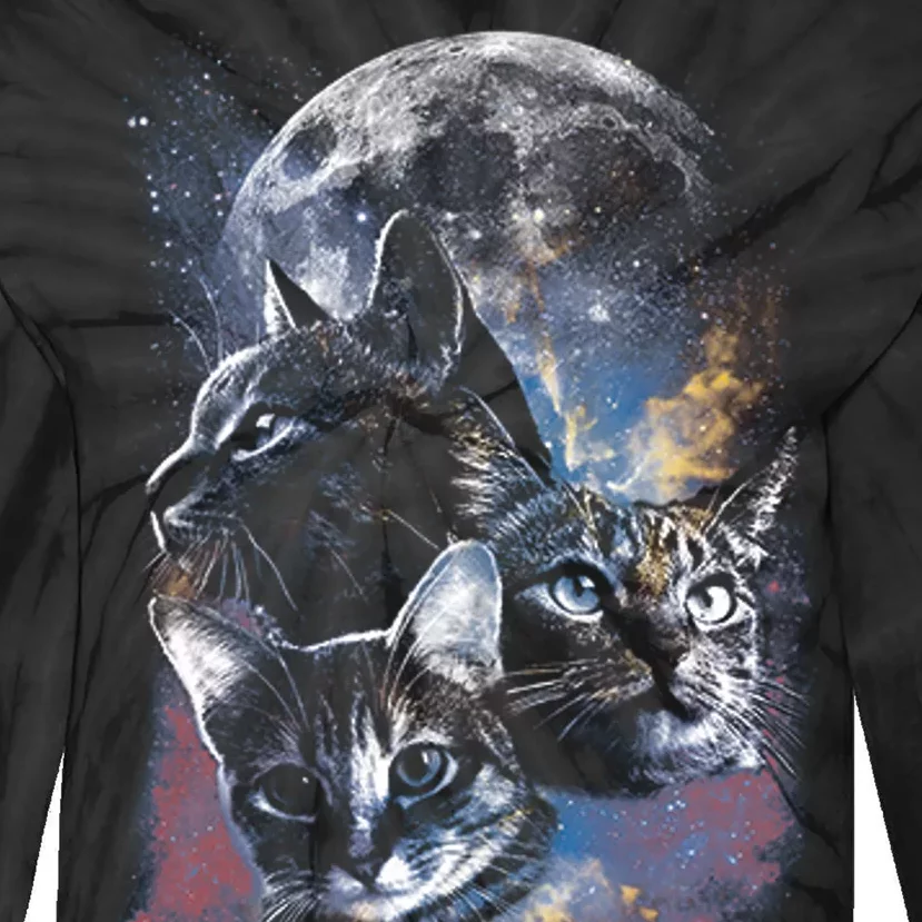 Three Moon Space Cats Tie-Dye Long Sleeve Shirt