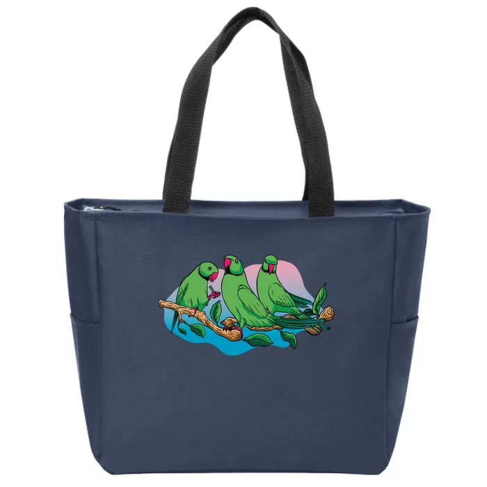 Three Parrots Zip Tote Bag