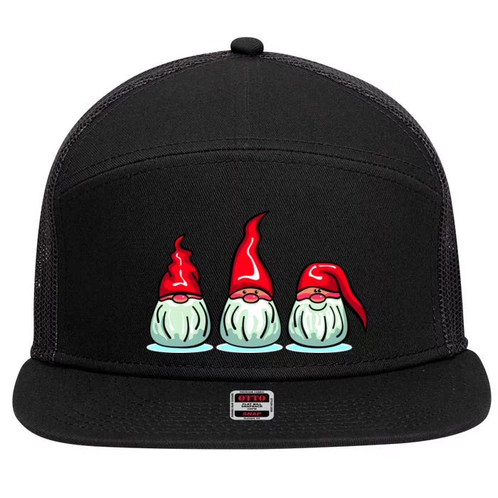 Three Santa Gnomes 7 Panel Mesh Trucker Snapback Hat