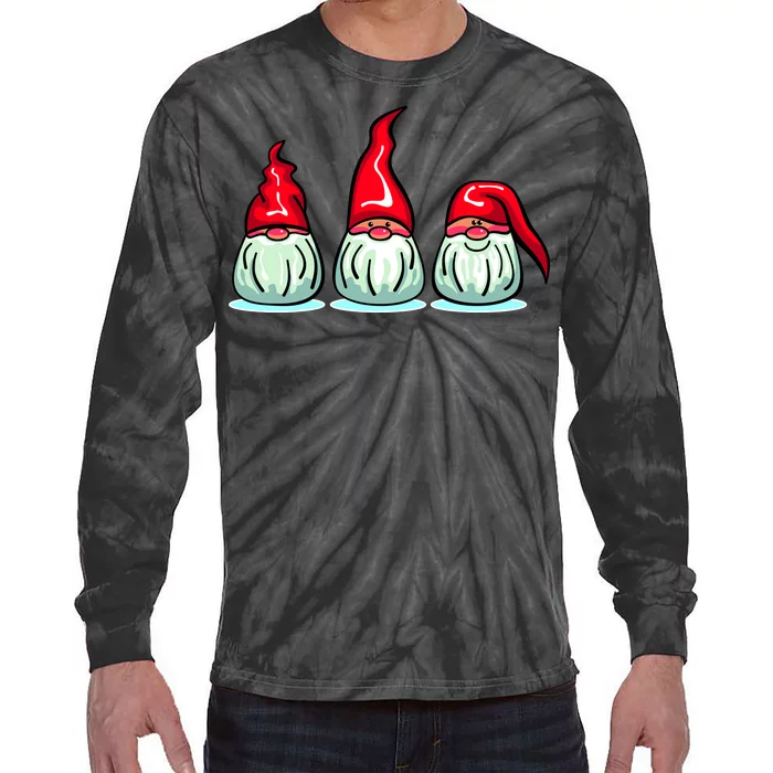 Three Santa Gnomes Tie-Dye Long Sleeve Shirt