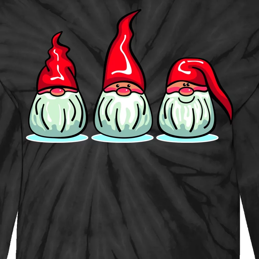 Three Santa Gnomes Tie-Dye Long Sleeve Shirt