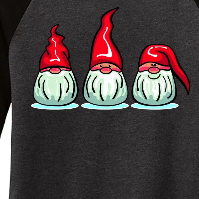 Three Santa Gnomes Women's Tri-Blend 3/4-Sleeve Raglan Shirt