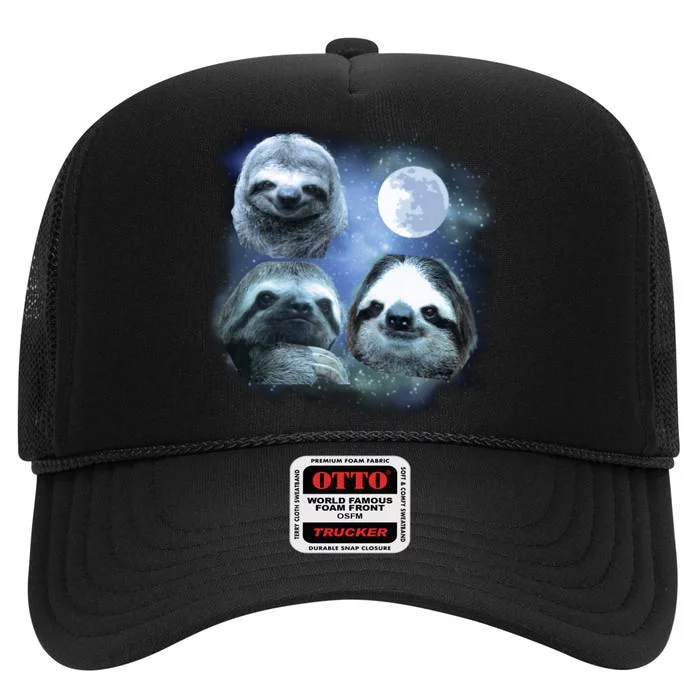 Three Sloths In Space High Crown Mesh Trucker Hat