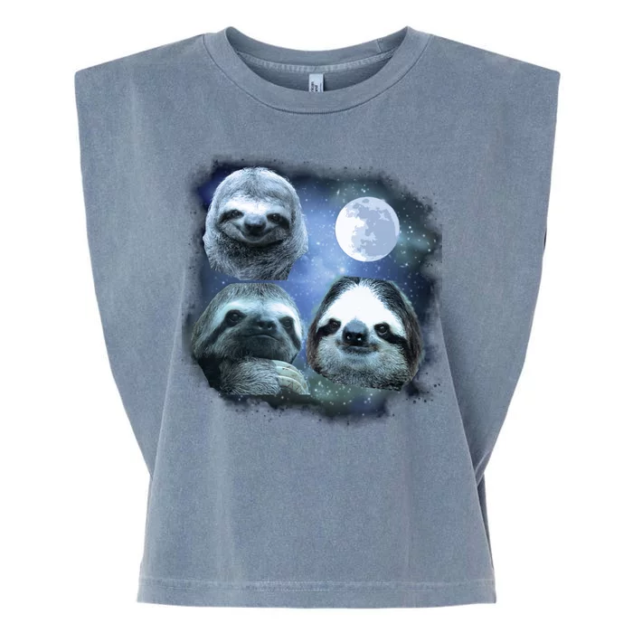 Three Sloths In Space Garment-Dyed Women's Muscle Tee