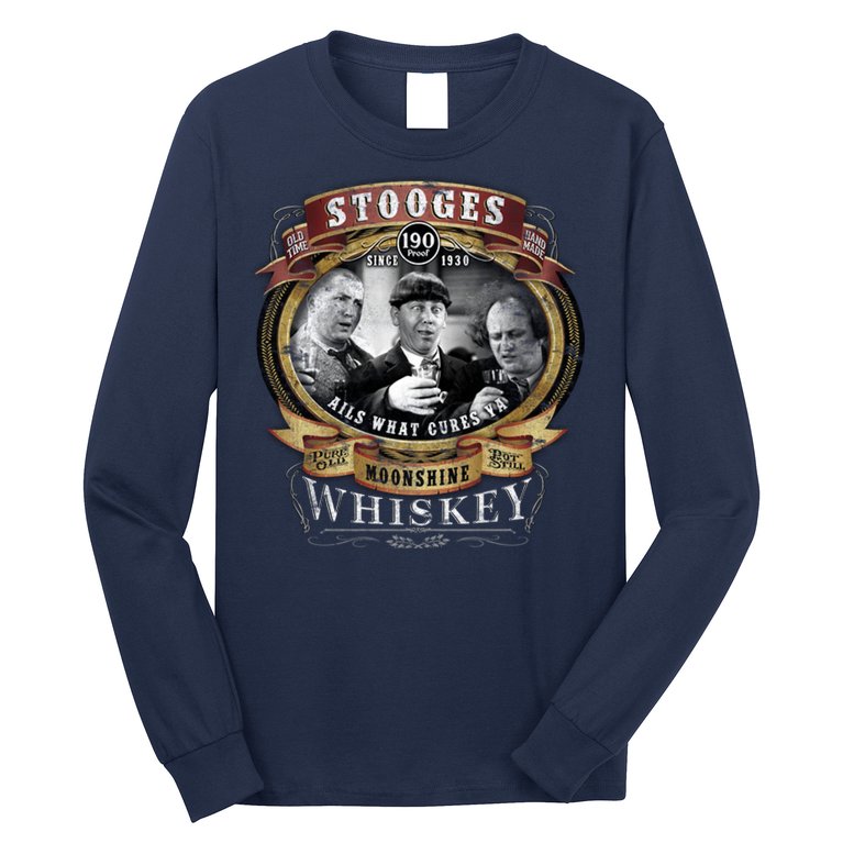 Three Stooges Moonshine Whiskey Long Sleeve Shirt