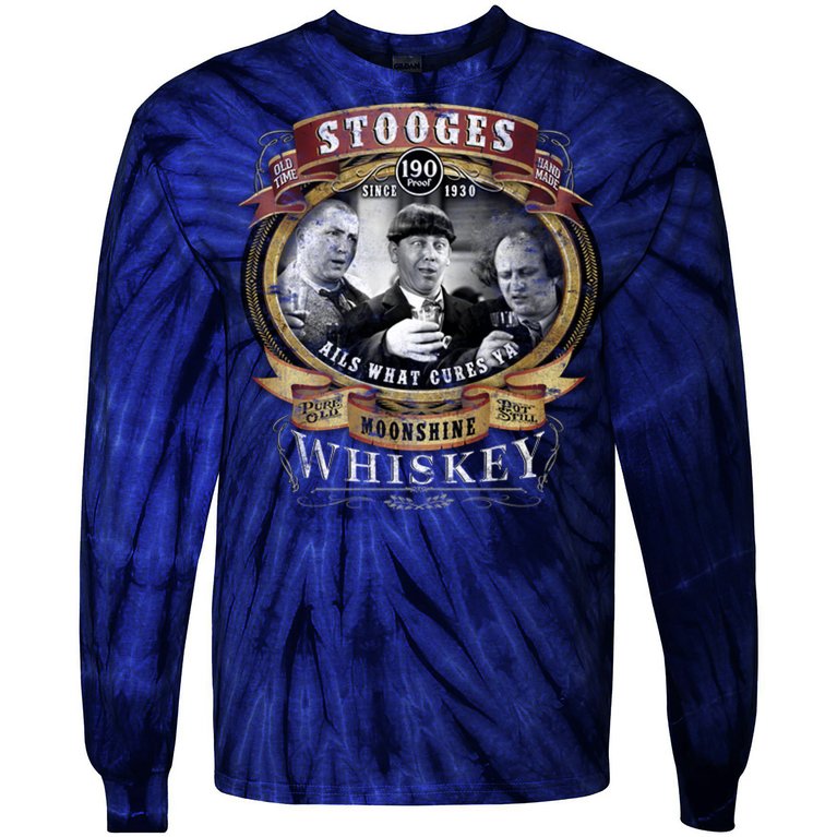 Three Stooges Moonshine Whiskey Tie-Dye Long Sleeve Shirt