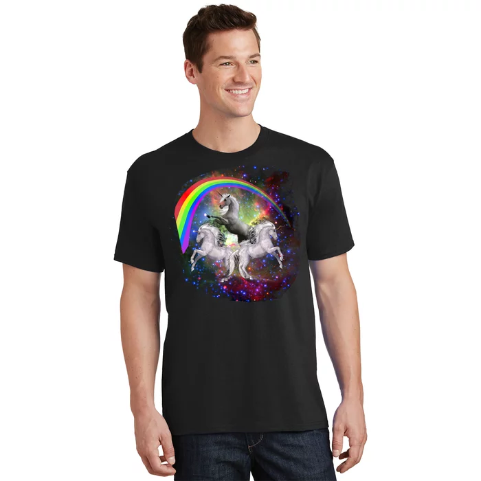 Three Unicorns Rainbow T-Shirt