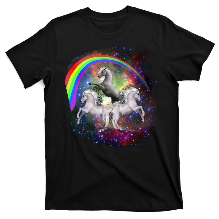 Three Unicorns Rainbow T-Shirt