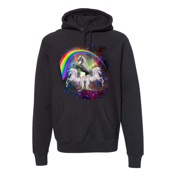 Three Unicorns Rainbow Premium Hoodie