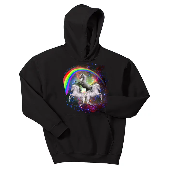 Three Unicorns Rainbow Kids Hoodie