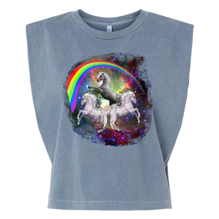 Three Unicorns Rainbow Garment-Dyed Women's Muscle Tee