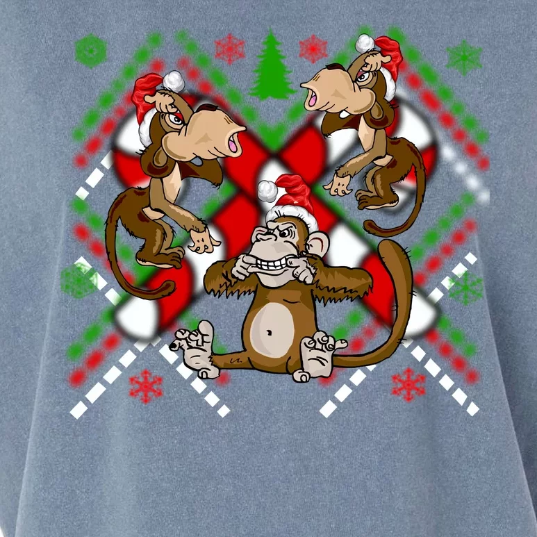 Three Wise Monkey Ugly Christmas Sweater Garment-Dyed Women's Muscle Tee