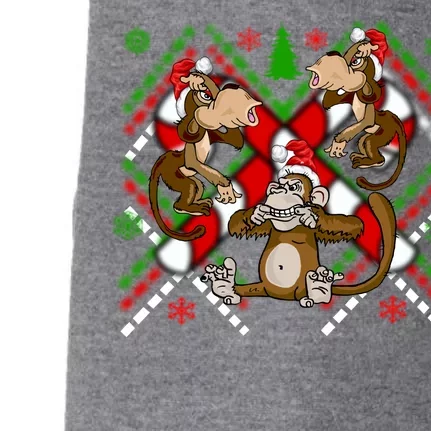 Three Wise Monkey Ugly Christmas Sweater Doggie 3-End Fleece Hoodie