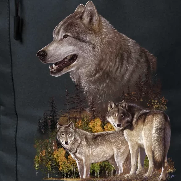 Three Wolf Collage Daily Commute Backpack