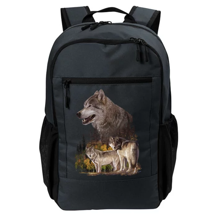 Three Wolf Collage Daily Commute Backpack