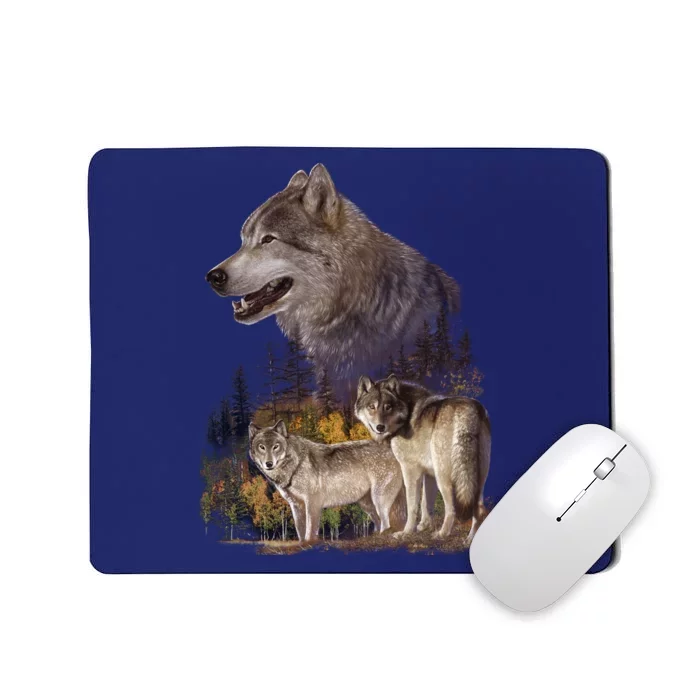 Three Wolf Collage Mousepad