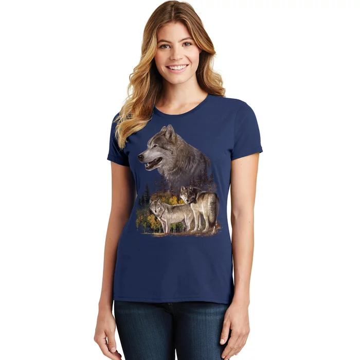 Three Wolf Collage Women's T-Shirt