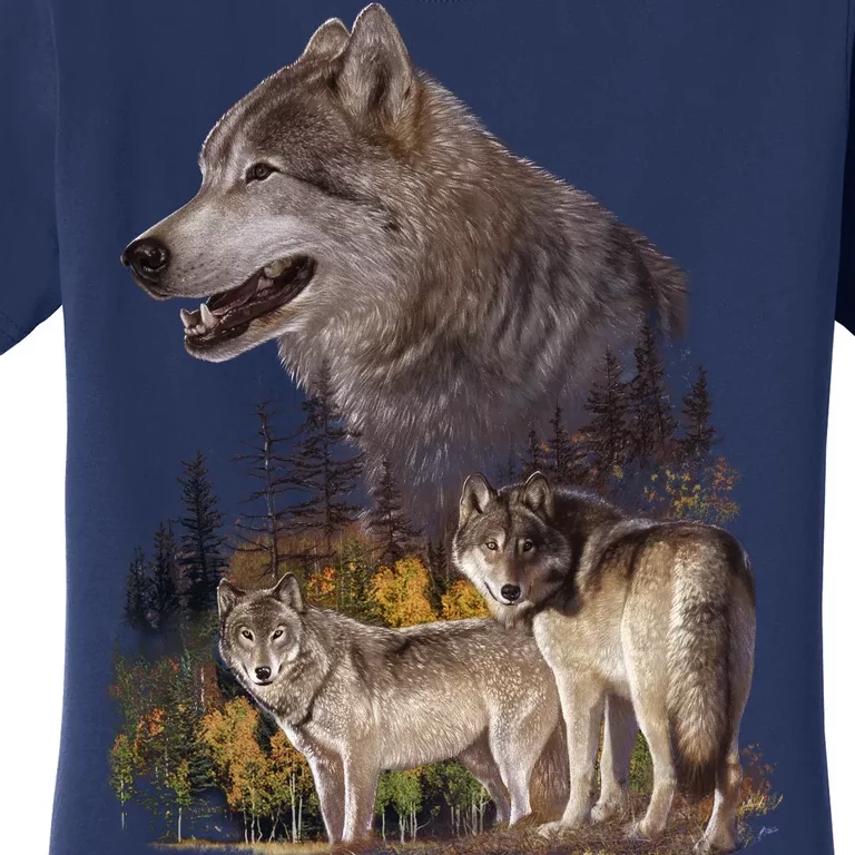 Three Wolf Collage Women's T-Shirt