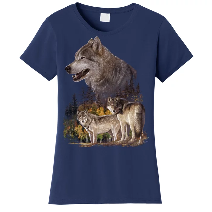 Three Wolf Collage Women's T-Shirt