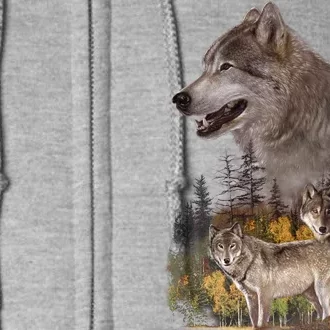 Three Wolf Collage Full Zip Hoodie