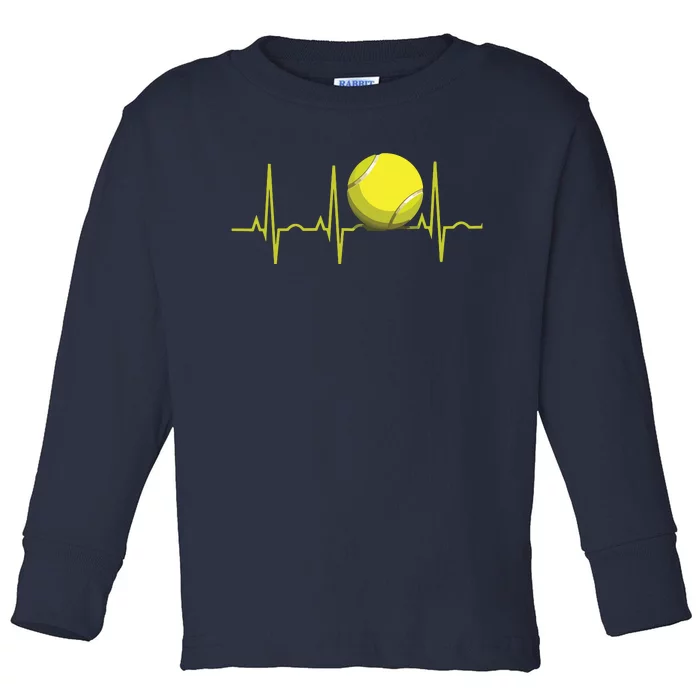 Tennis Heartbeat Shirts Tennis For Players & Coaches Toddler Long Sleeve Shirt