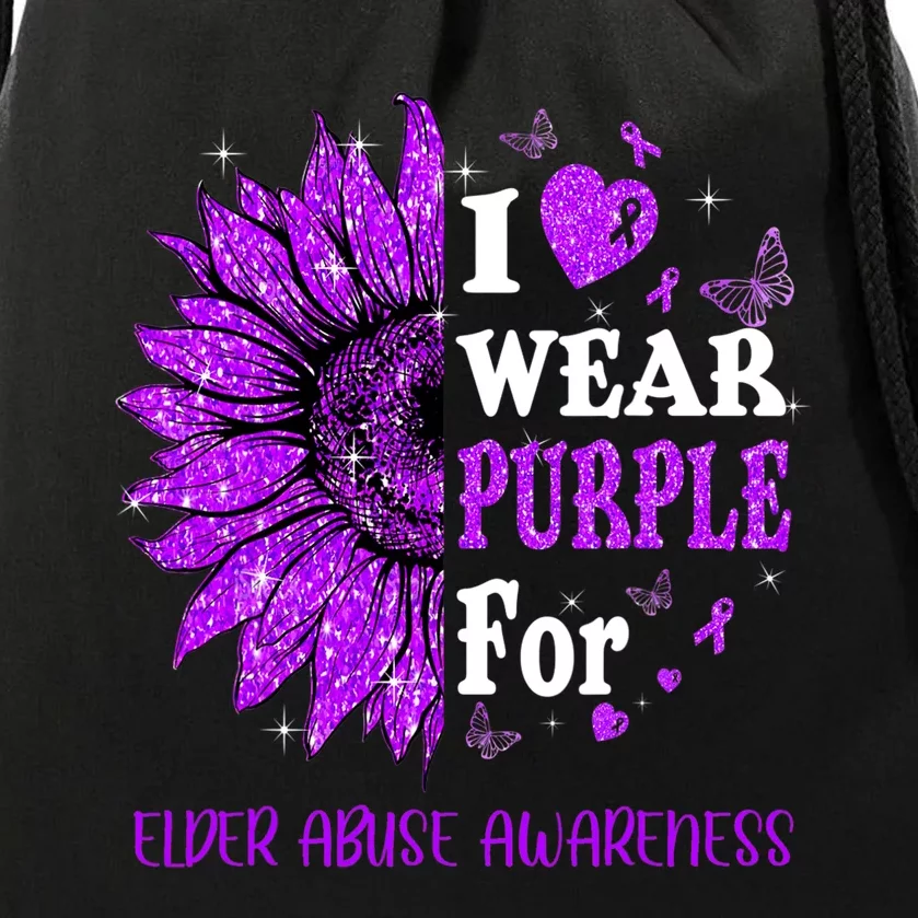 Twinkle Heart Sunflower Elder Abuse Awareness Drawstring Bag