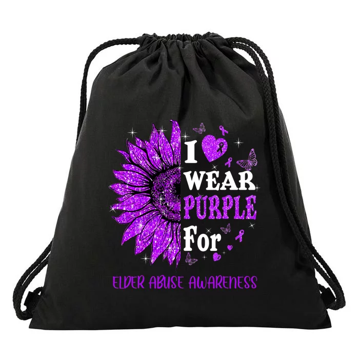 Twinkle Heart Sunflower Elder Abuse Awareness Drawstring Bag