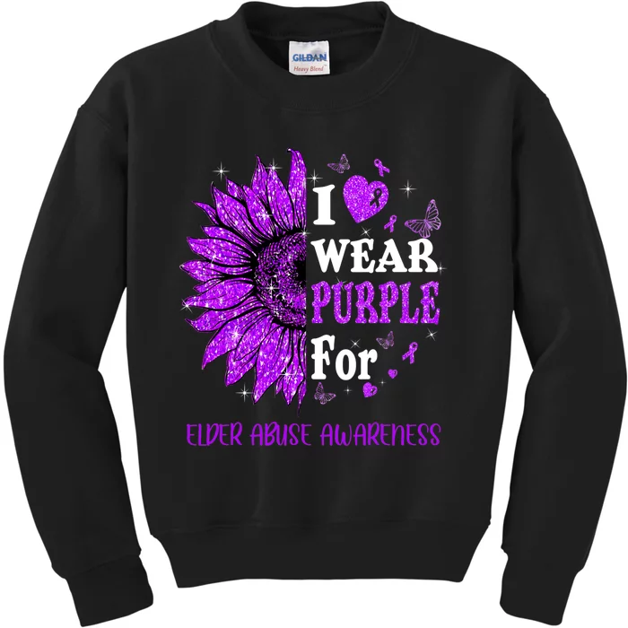 Twinkle Heart Sunflower Elder Abuse Awareness Kids Sweatshirt