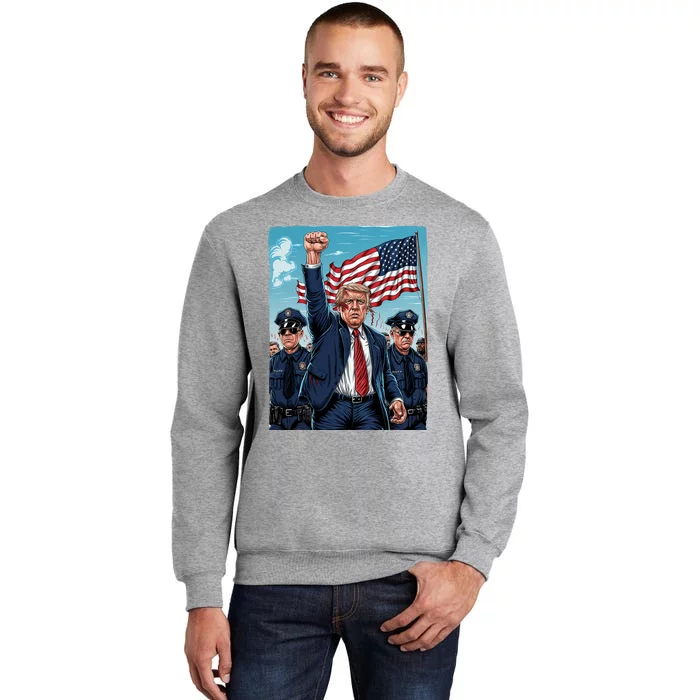 Trump Head Shot Fight Never Surrender Tall Sweatshirt