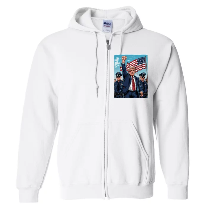 Trump Head Shot Fight Never Surrender Full Zip Hoodie