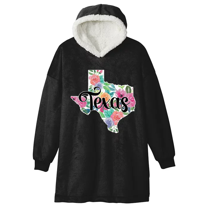 Texas Home State Pride Floral Vintage Texas Hooded Wearable Blanket