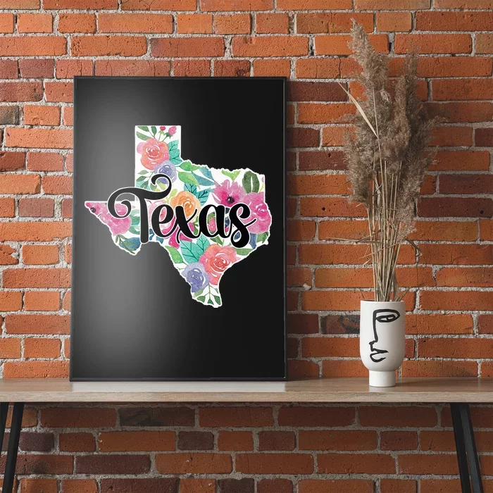 Texas Home State Pride Floral Vintage Texas Poster