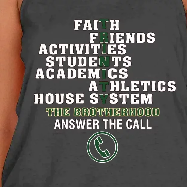 Trinity High School Faith Friends Activities Students Academics Athletics House Women's Knotted Racerback Tank