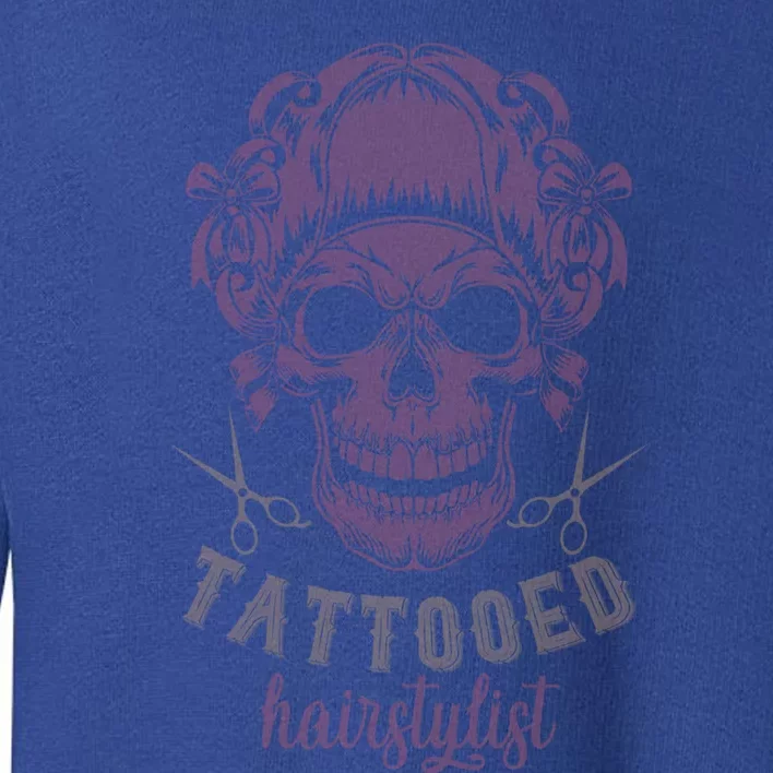 Tattooed Hair Stylist Inked Hairdresser Skull Hairstylist Funny Gift Toddler Sweatshirt