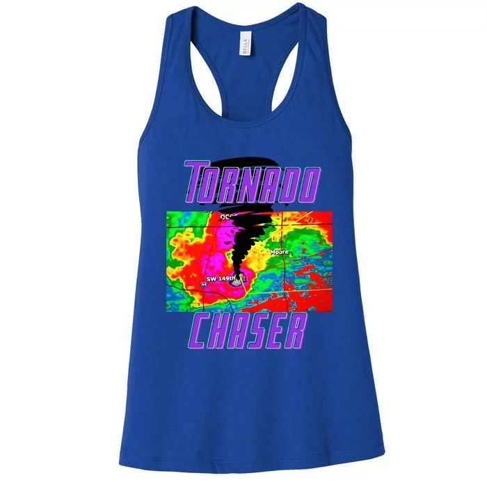 Tornado Hunter Storm Chaser Chasing Tornados F5 Map Women's Racerback Tank