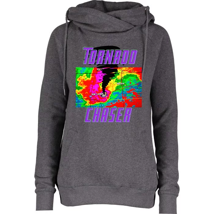 Tornado Hunter Storm Chaser Chasing Tornados F5 Map Womens Funnel Neck Pullover Hood