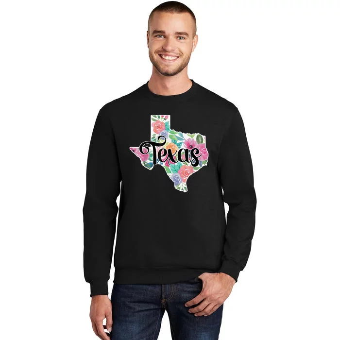 Texas Home State Pride Floral Vintage Texas Retro Flowers Tall Sweatshirt