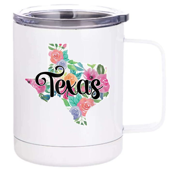 Texas Home State Pride Floral Vintage Texas Retro Flowers Front & Back 12oz Stainless Steel Tumbler Cup