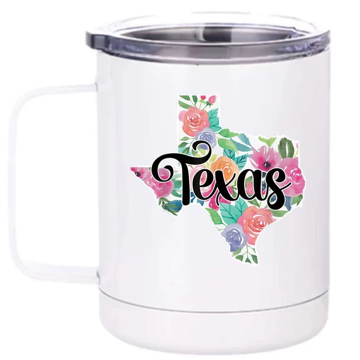 Texas Home State Pride Floral Vintage Texas Retro Flowers Front & Back 12oz Stainless Steel Tumbler Cup