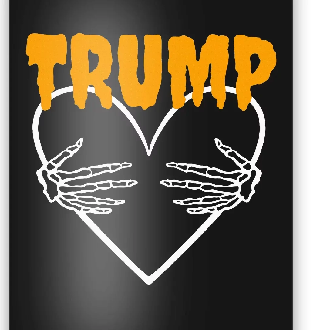 Trump Heart Skeleton Halloween Funny Skeleton Election 2024 Poster