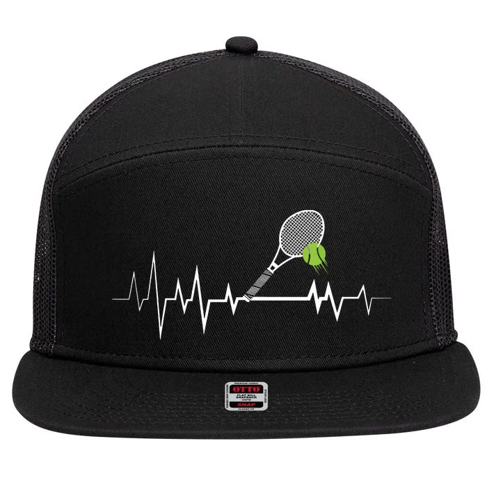 Tennis Heartbeat Shirts Sports Lover 7 Panel Mesh Trucker Snapback Hat