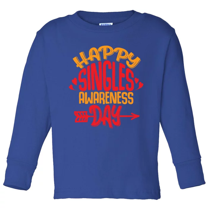 This Happy Single Awareness Day Gift Funny Anti Valentine's Day Gift Toddler Long Sleeve Shirt