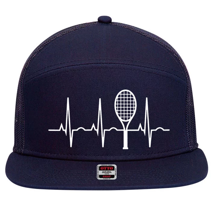 Tennis Heartbeat Shirts Best Tennis Gift For Players Fans 7 Panel Mesh Trucker Snapback Hat