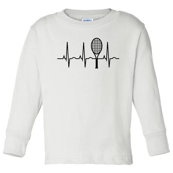 Tennis Heartbeat Shirts Best Tennis Gift For Players Fans Toddler Long Sleeve Shirt